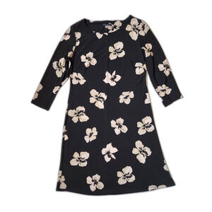 Tommy Hilfiger Floral Dress – Women’s Size 6 Black Stretch 3/4 Sleeve